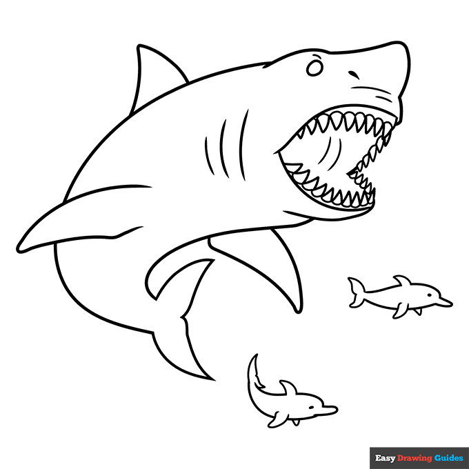 Megalodon coloring page easy drawing guides