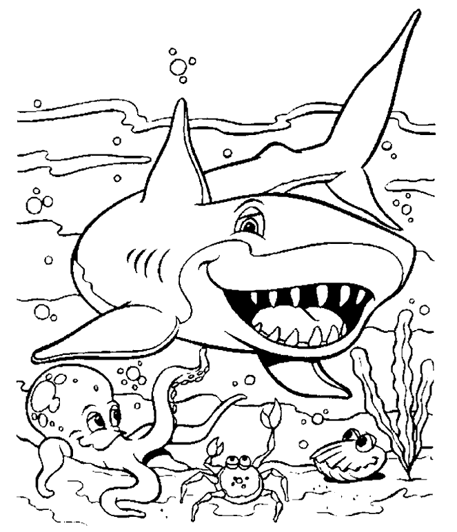 Blue shark coloring page