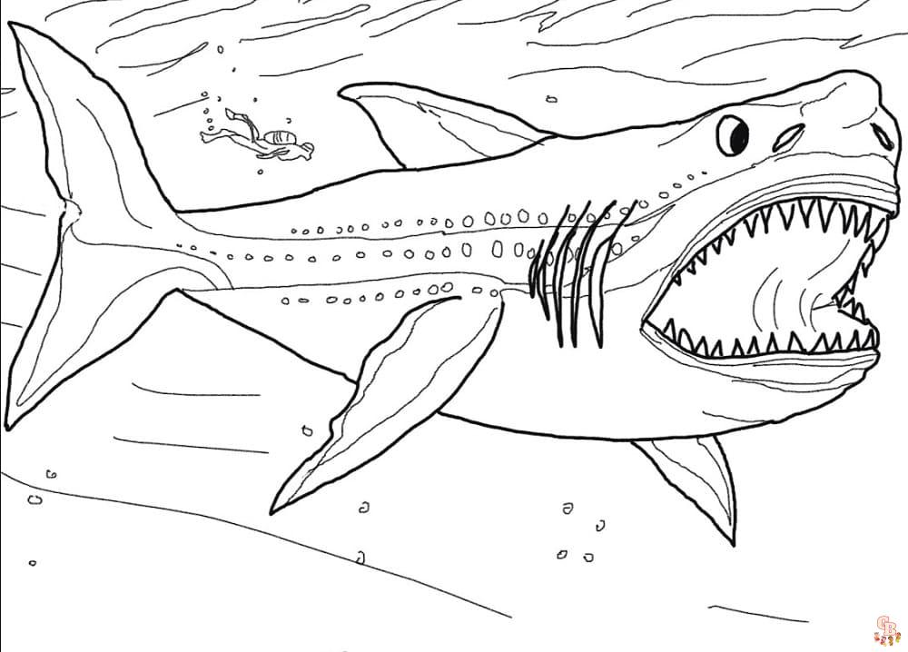 Printable megalodon coloring pages free for kids and adults