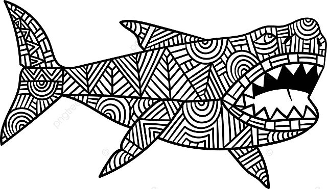 Megalodon mandala coloring pages for adults water fish illustration vector fish drawing rat drawing water drawing png and vector with transparent background for free download