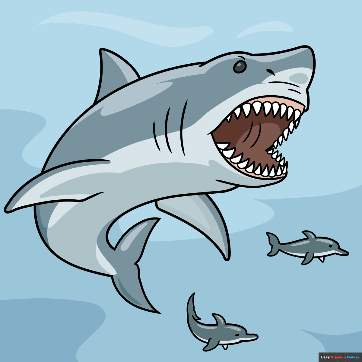 How to draw a megalodon shark