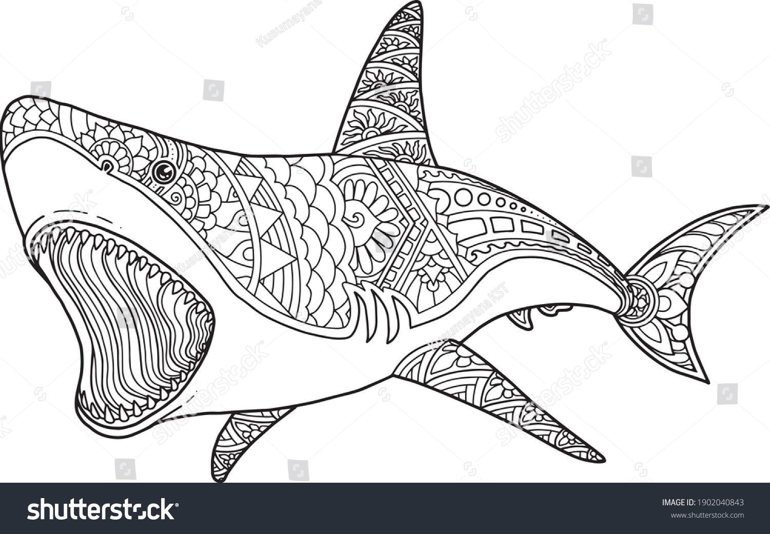 Sea life coloring page illustration print stock vector royalty free