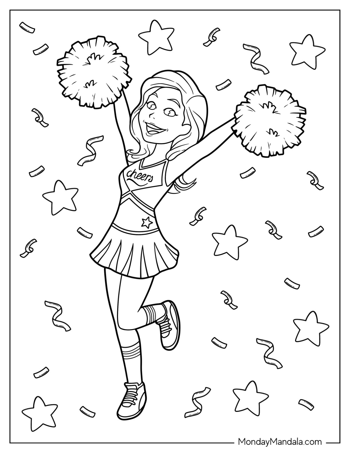 Cheerleading coloring pages free pdf printables