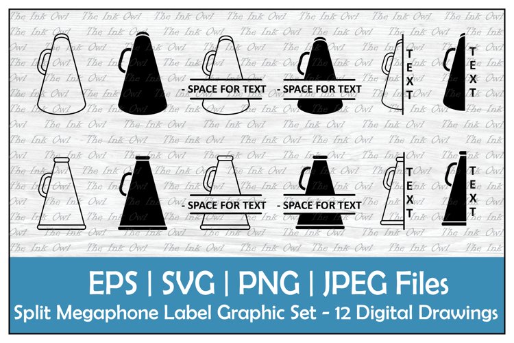 Split megaphone outline silhouette label template clipart