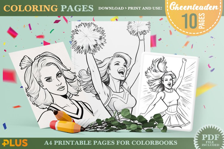 Cheerleader coloring pages design bundles