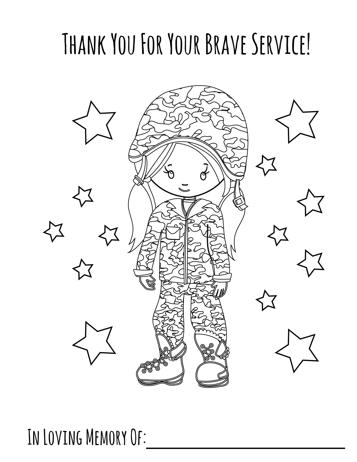 Memorial day boy printable coloring page â