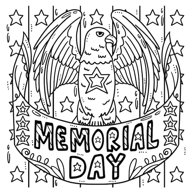 Premium vector memorial day isolated coloring page for kids