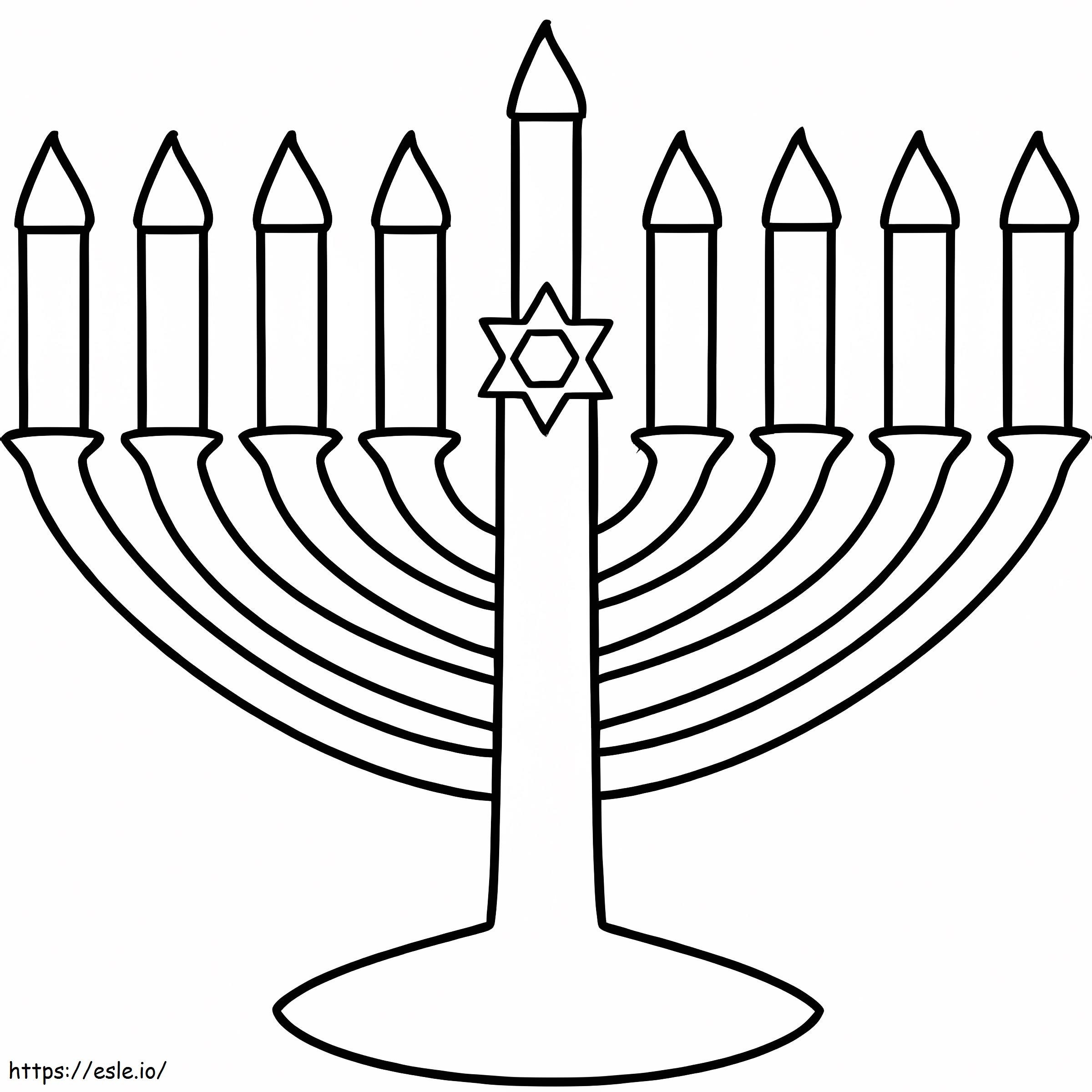 Simple hanukkah menorah coloring page