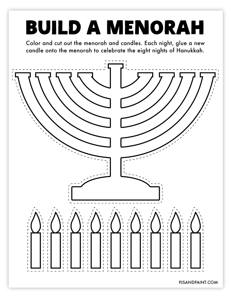 Free printable build a menorah craft