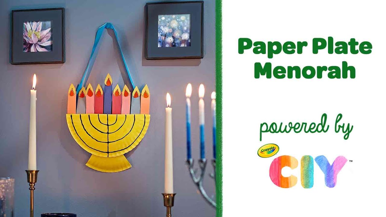 Paper plate menorah craft project crafts ciy diy crafts for kids and adults