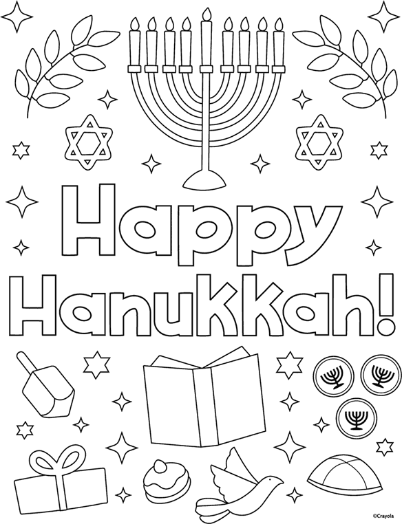 Happy hanukkah coloring page