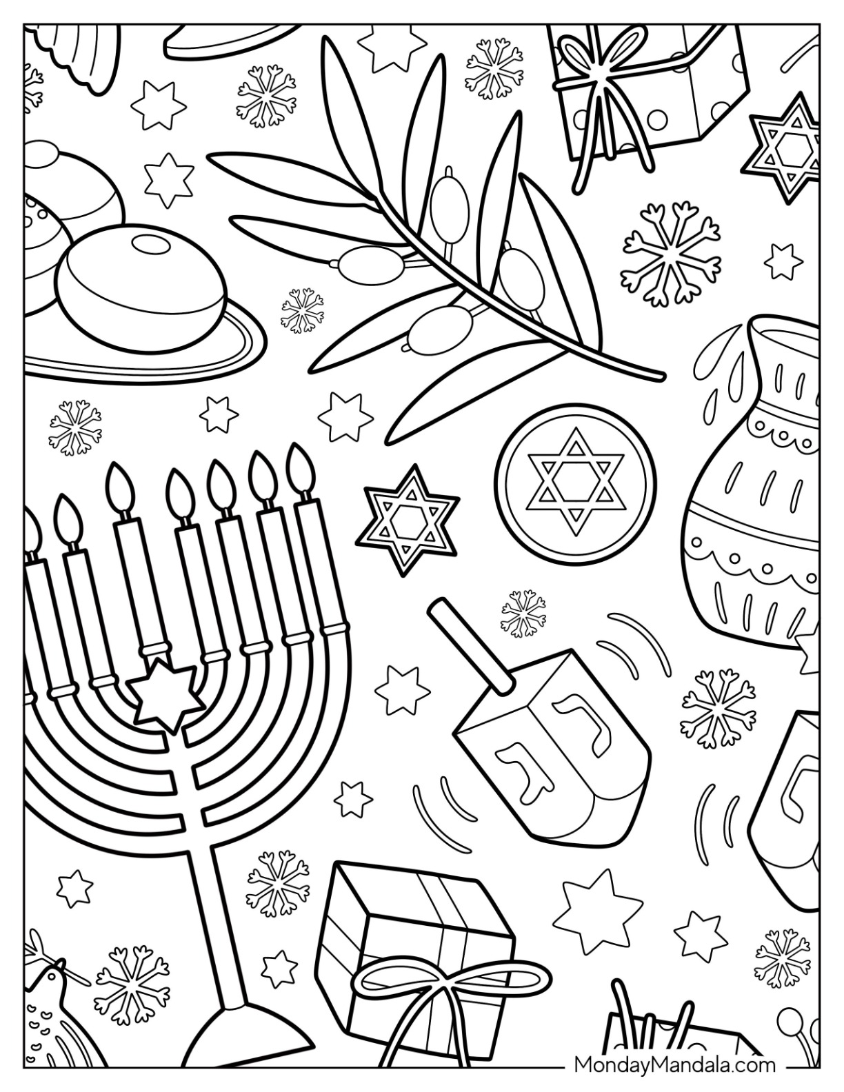 Hanukkah coloring pages free pdf printables