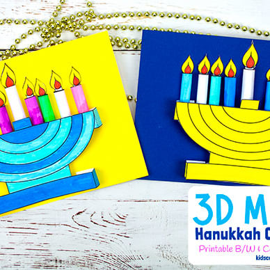 D hanukkah menorah craft with printable template