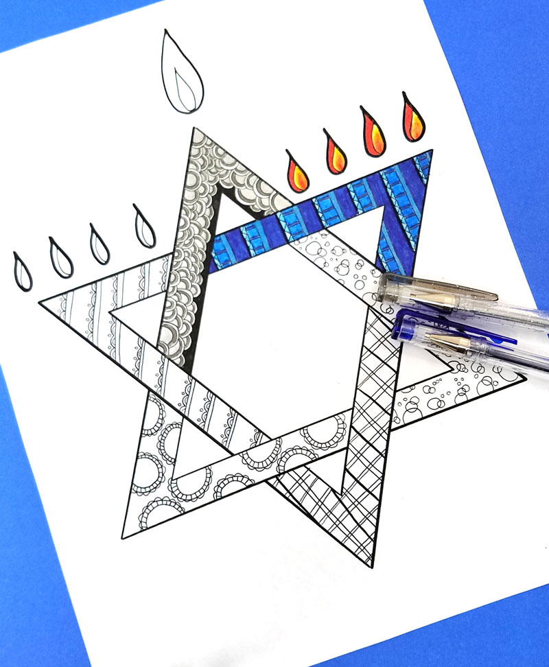 Free printable hanukkah coloring page for adults moms and crafters