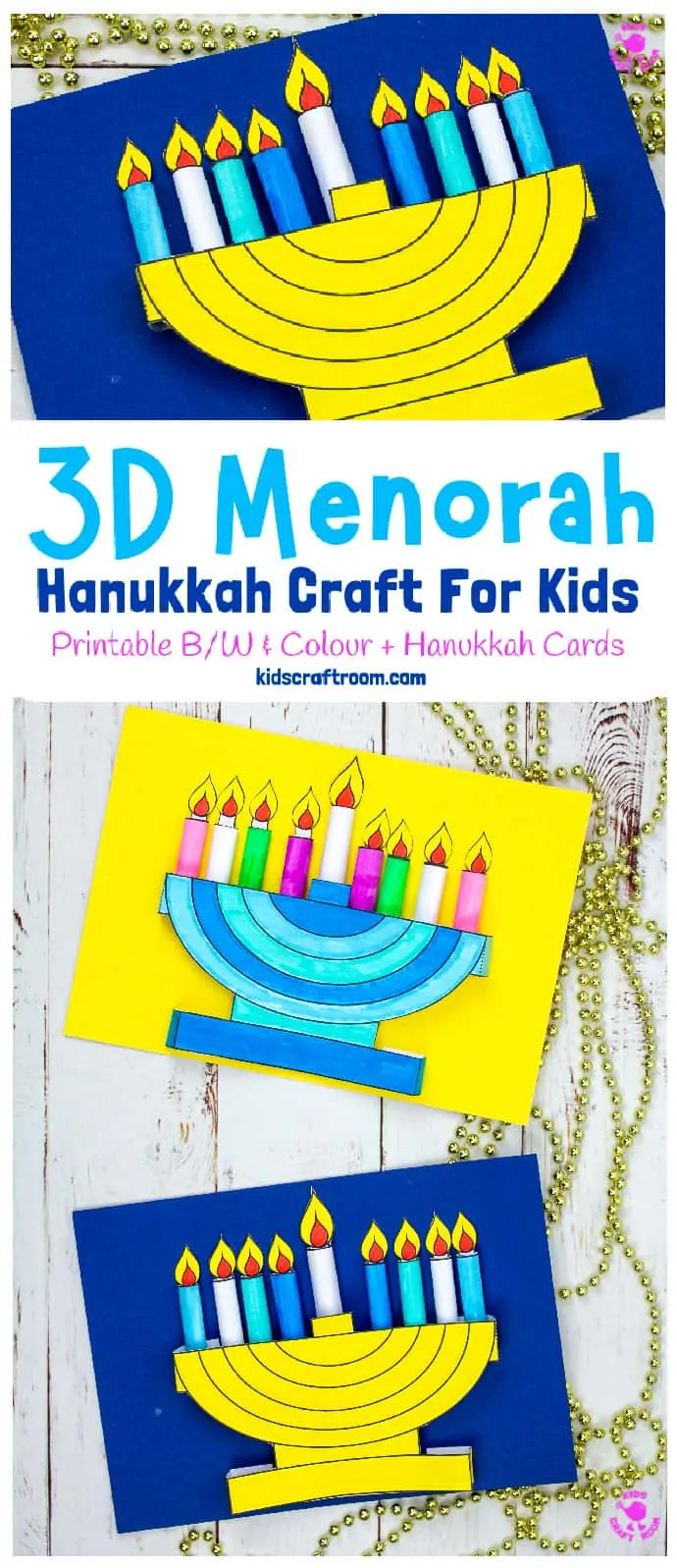 D hanukkah menorah craft with printable template