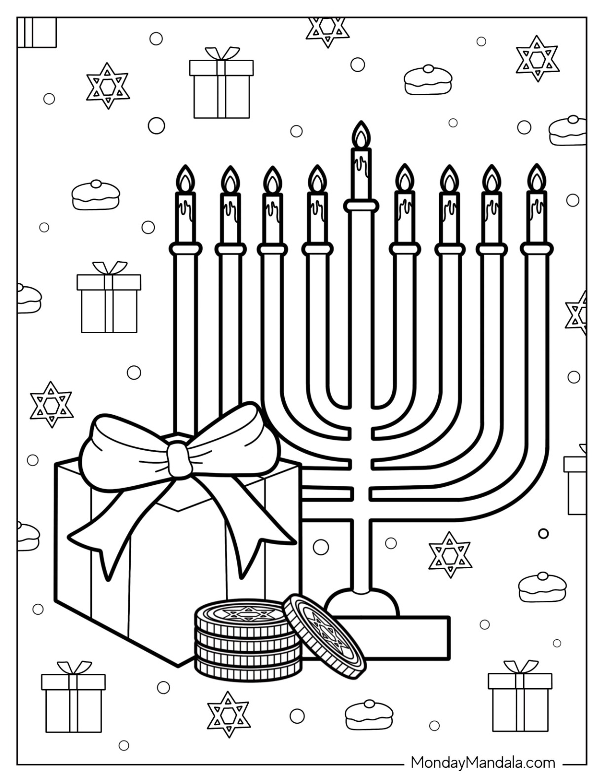 Hanukkah coloring pages free pdf printables