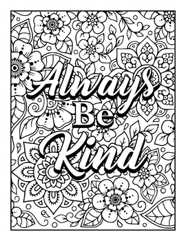 Always be kind coloring pages printable inspirational mental health awareness