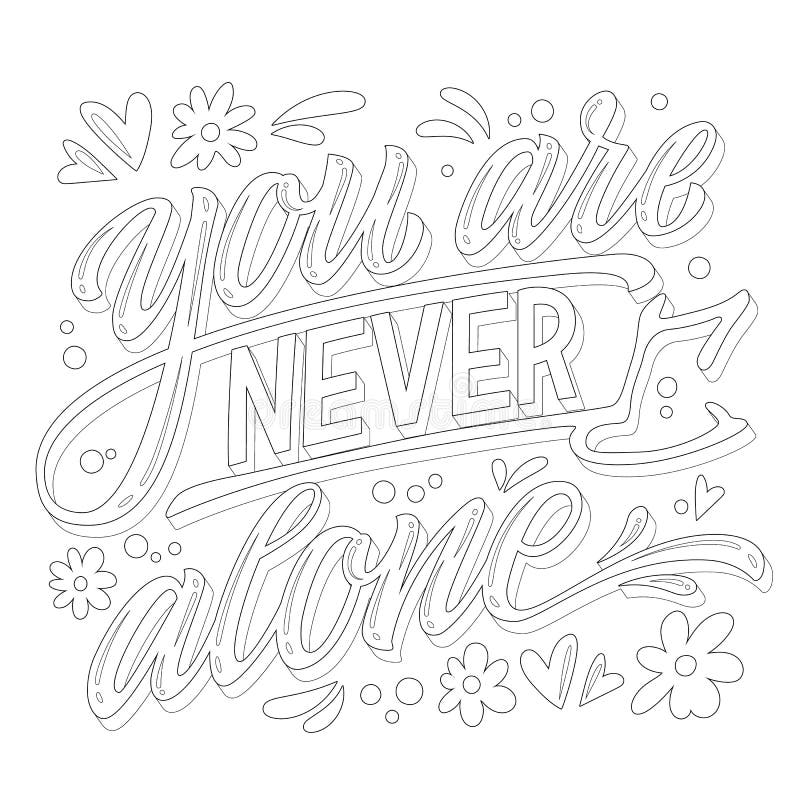 Mental health support lettering coloring page