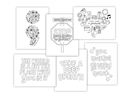 Mental health coloring sheets digital download â