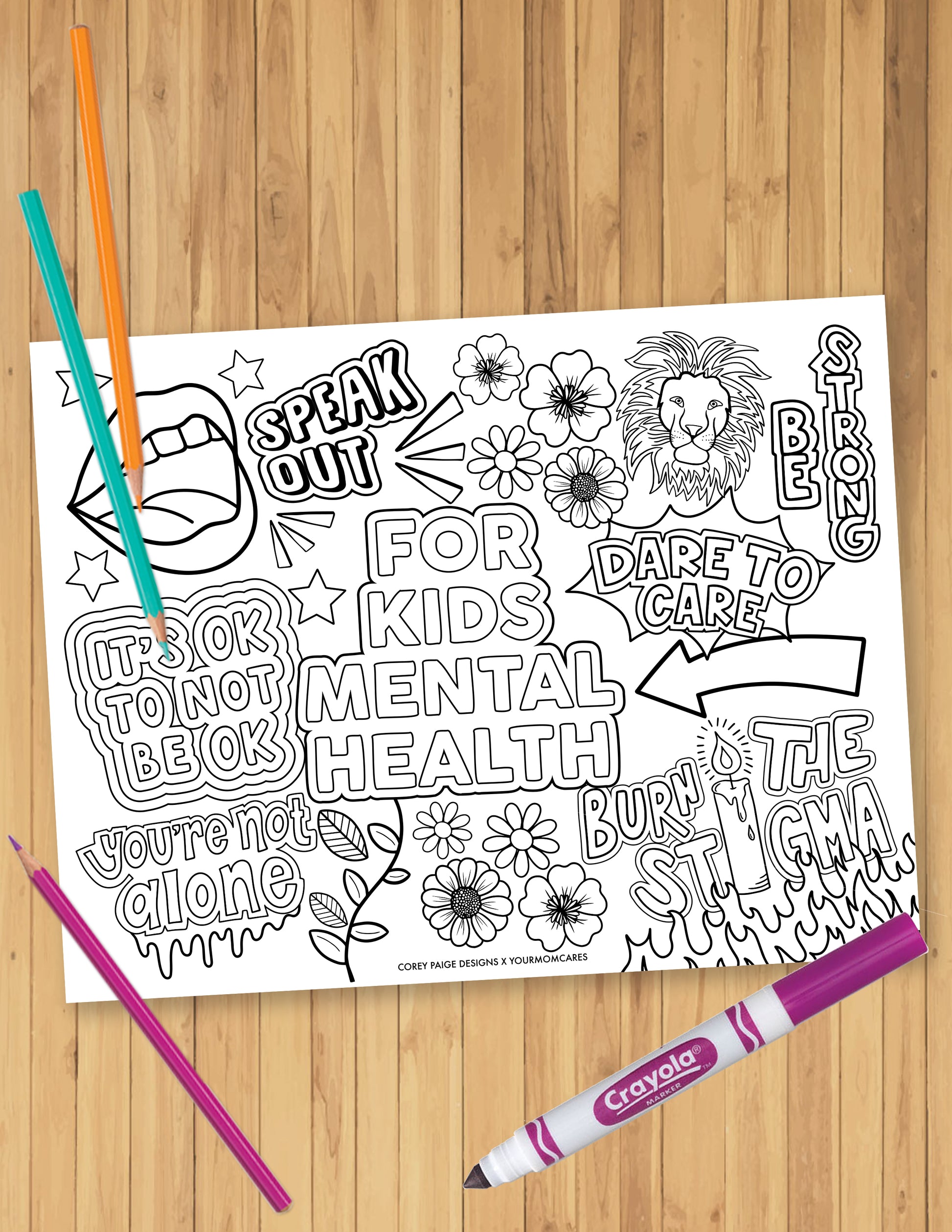 For kids mental health coloring sheet â