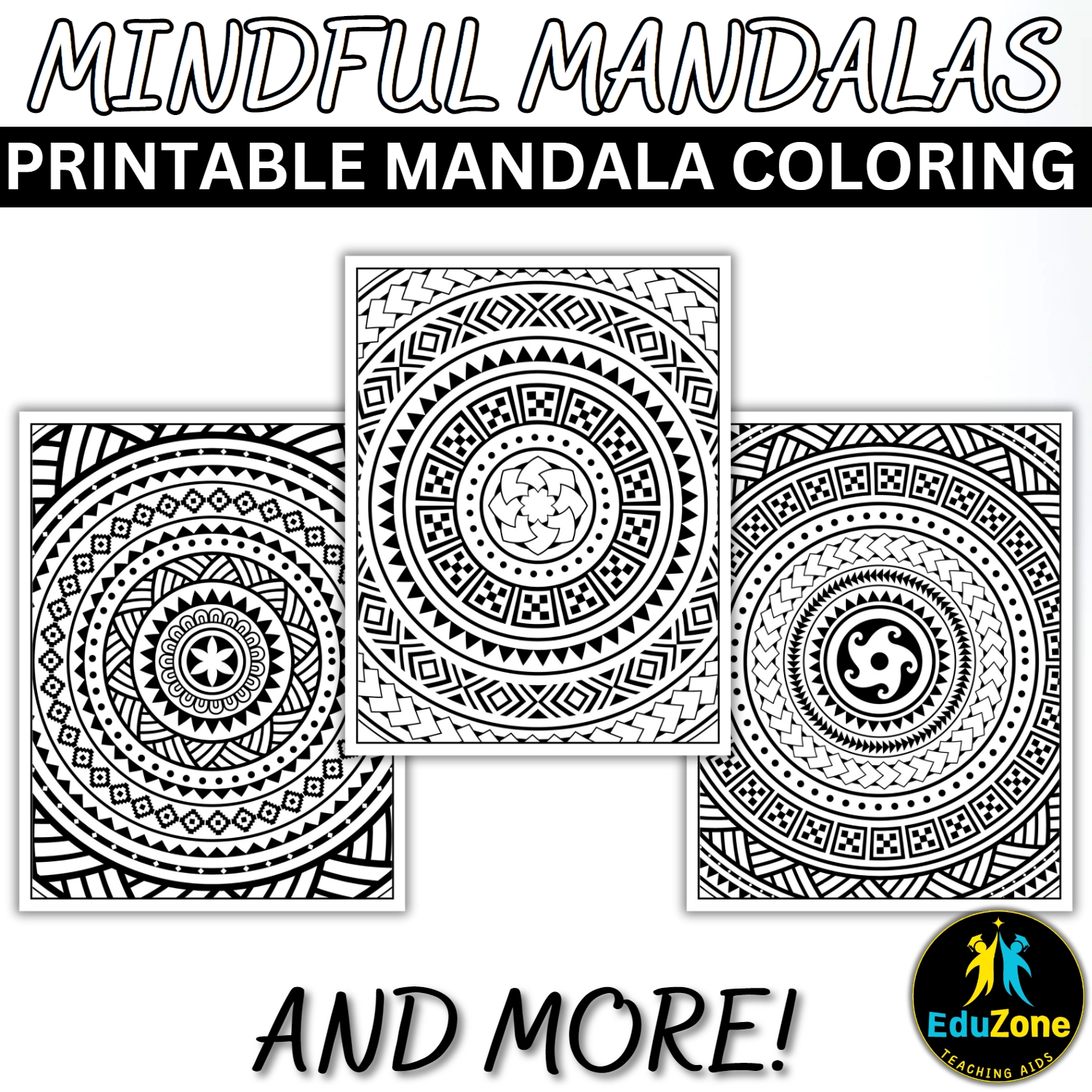 Printable mandala coloring pages bundle for mental health wellness