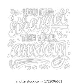 Stop depression typography coloring page adults stock vector royalty free