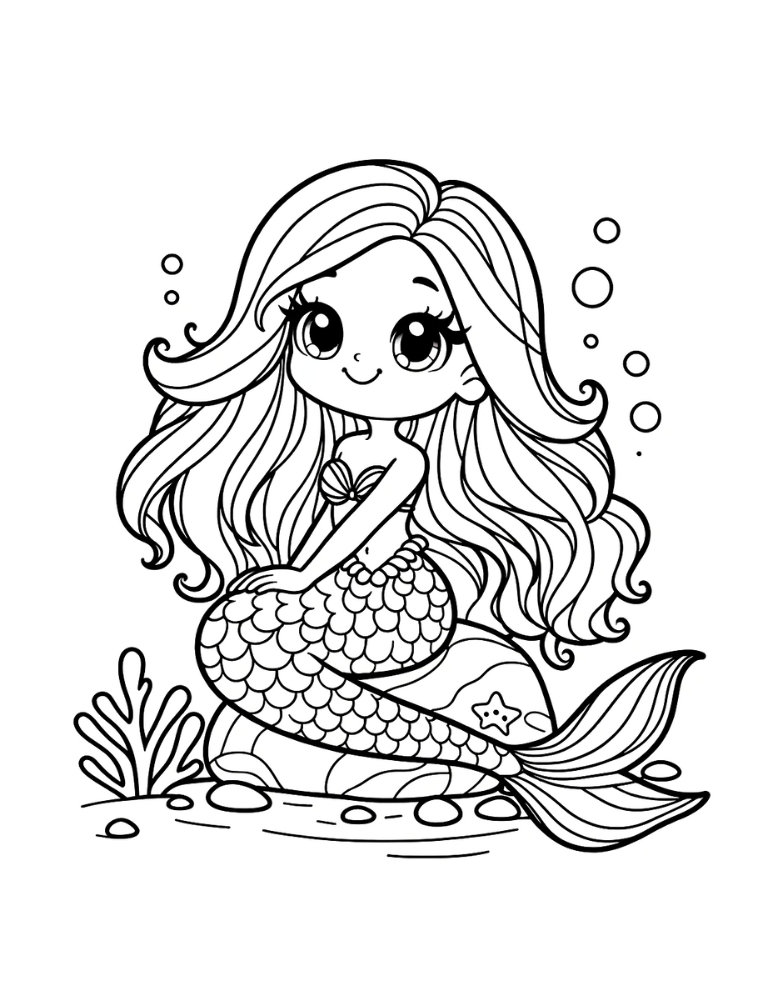 Free printable mermaid coloring pages