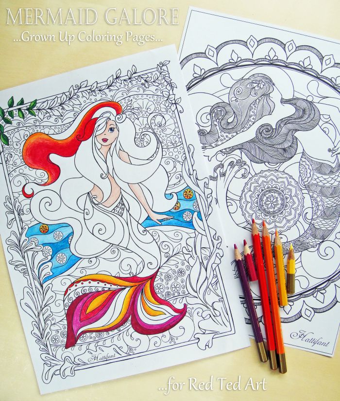 Free mermaid colouring pages for grown ups