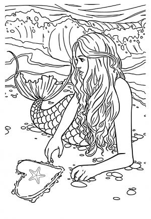 Free printable mermaid coloring pages for adults and kids