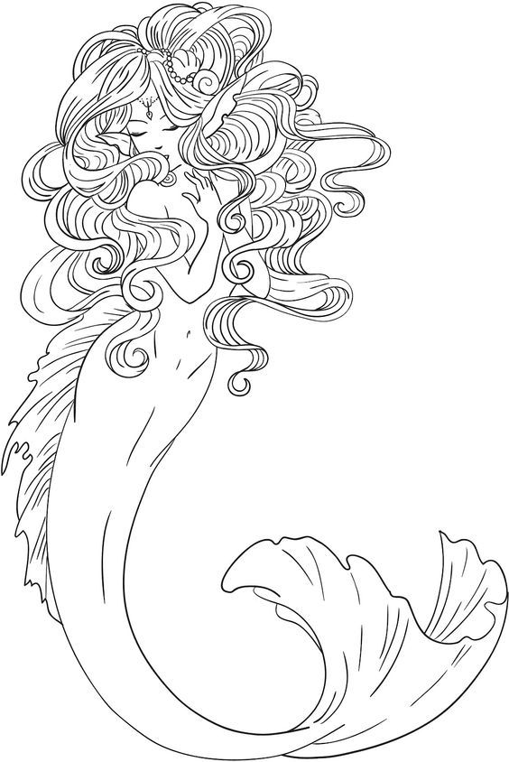 Mermaid coloring pages for adults