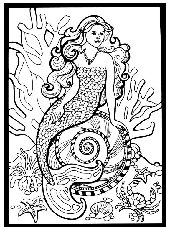 Mermaid coloring pages for adults