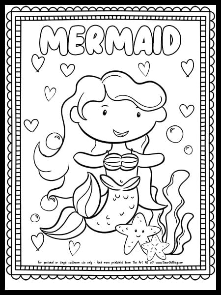 Mermaid with starfish coloring page free printable â the art kit