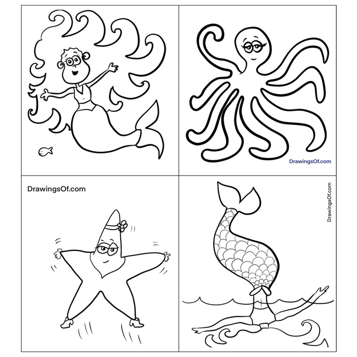 Mermaid coloring pages free printable sheets