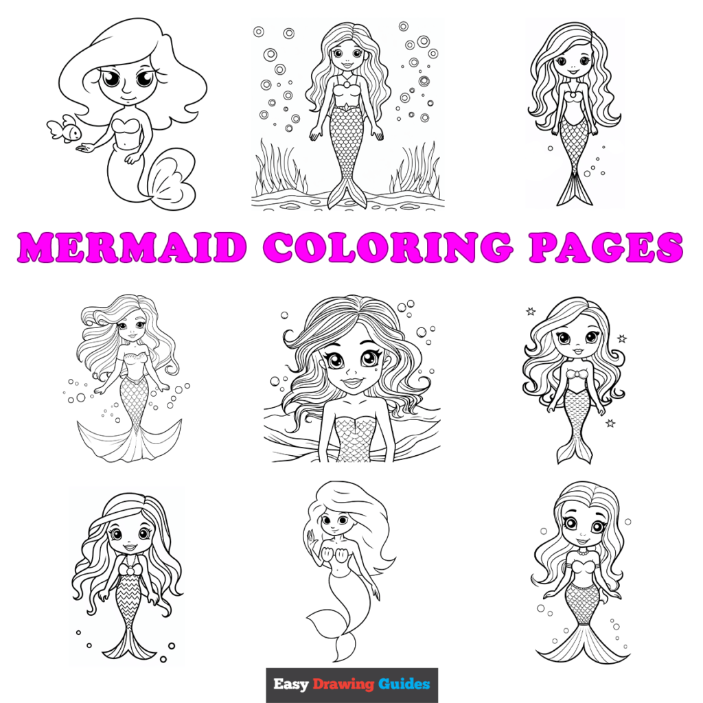 Free mermaid coloring pages for kids