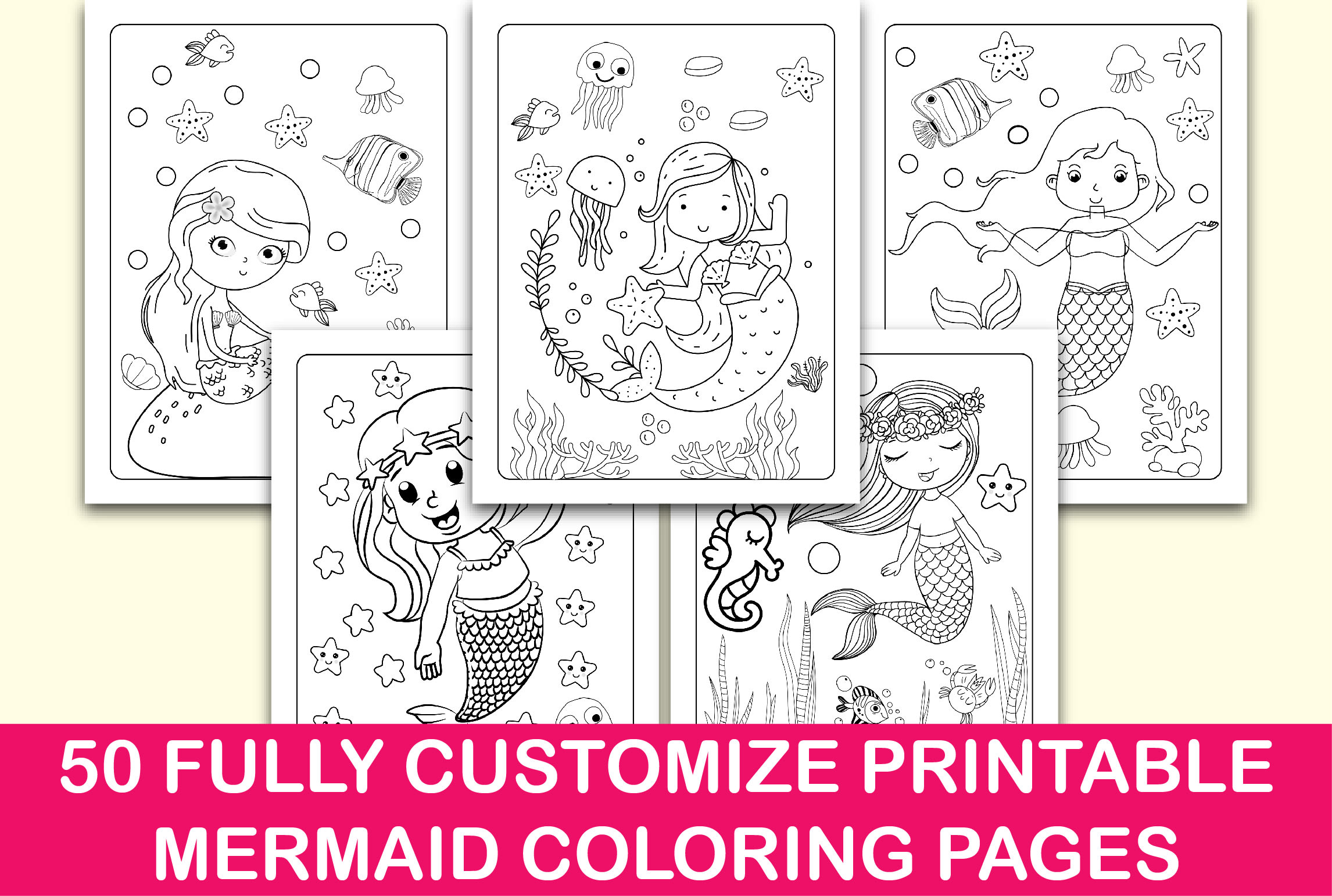 Give you printable mermaid coloring pages for your business by sojib