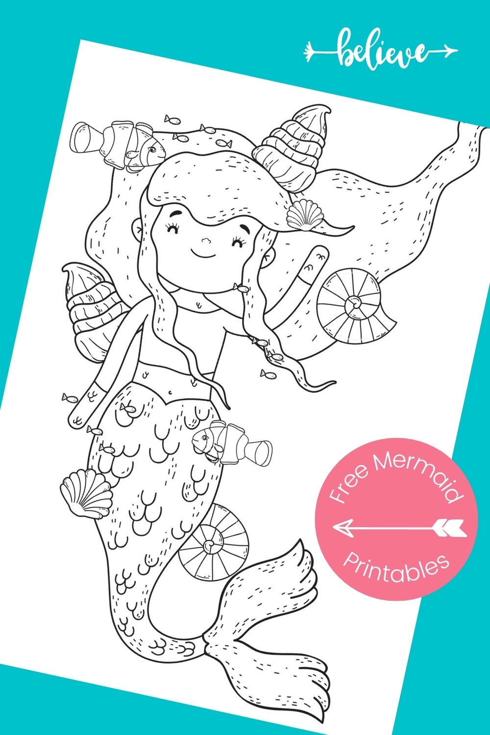 Free printable mermaid coloring pages for kids