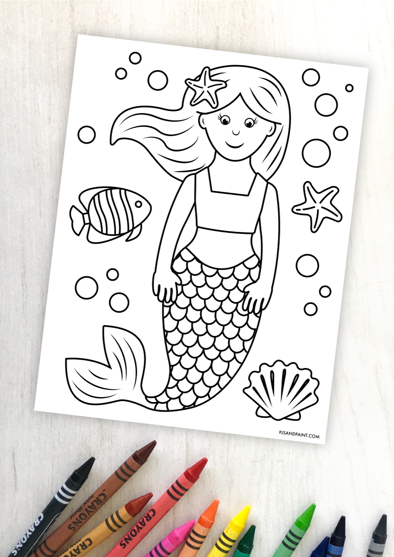 Free printable mermaid coloring page for kids