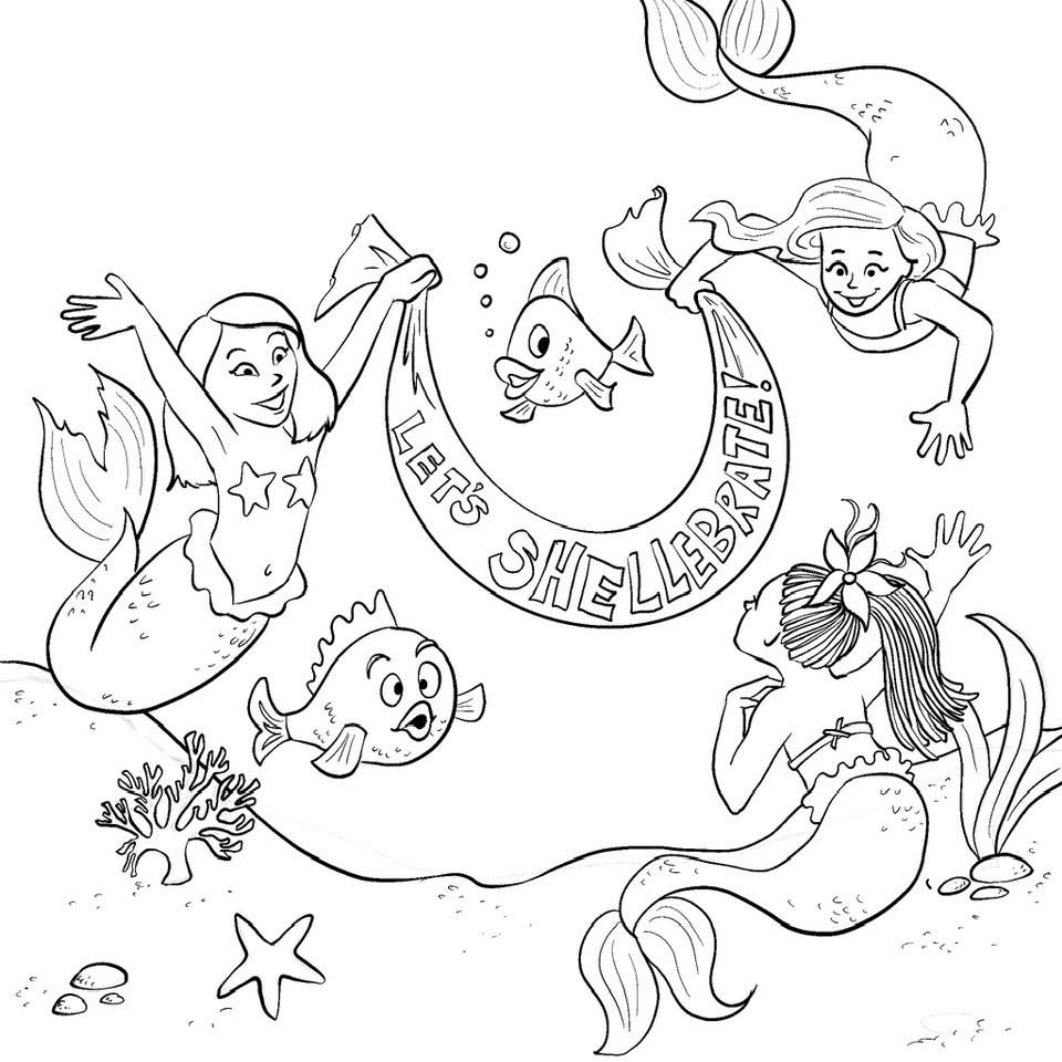 Mermaid birthday free printable coloring sheet for mermay