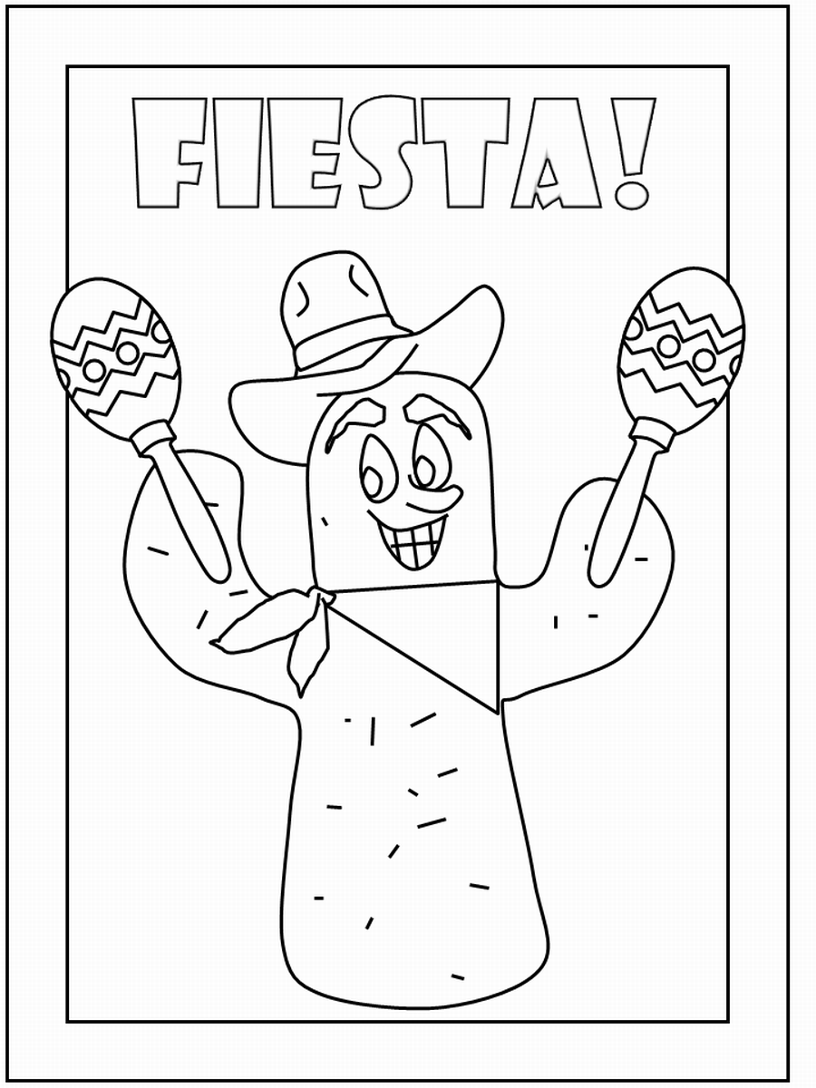 Fiesta mexican coloring pages â birthday printable