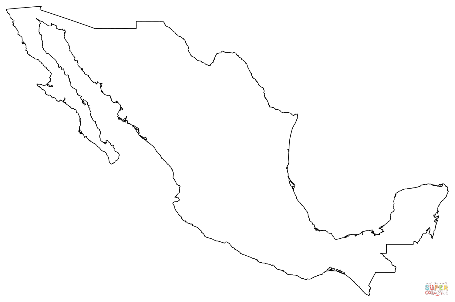 Outline map of mexico coloring page free printable coloring pages