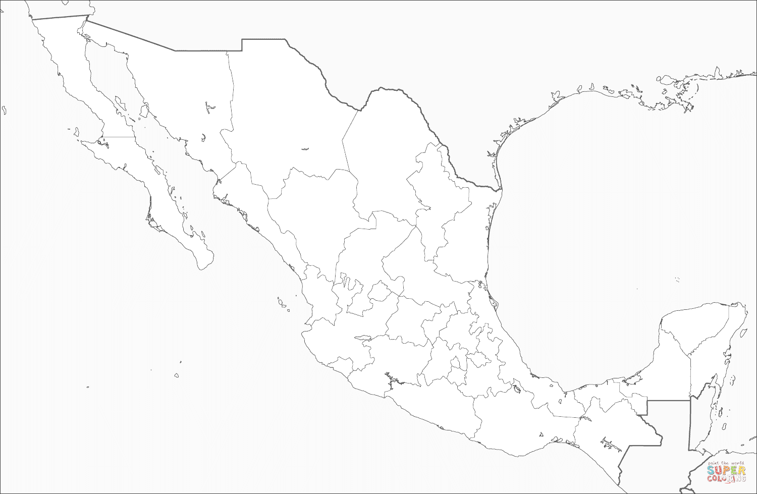 Mexico map coloring page free printable coloring pages