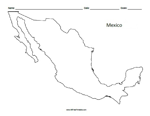 Mexico outline map â free printable