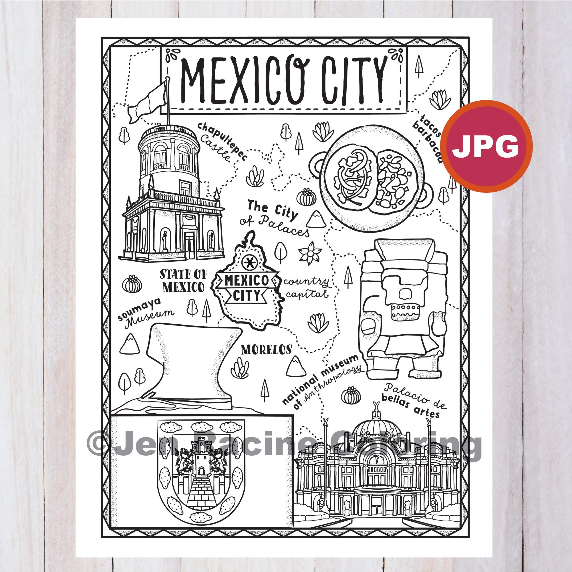 Mexico city coloring page mexico state estados de mexico flag food monuments coloring page jpg download