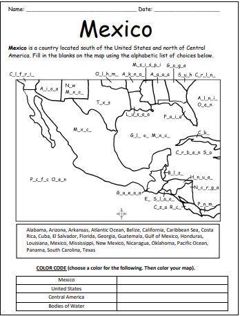 Mexico printable worksheet