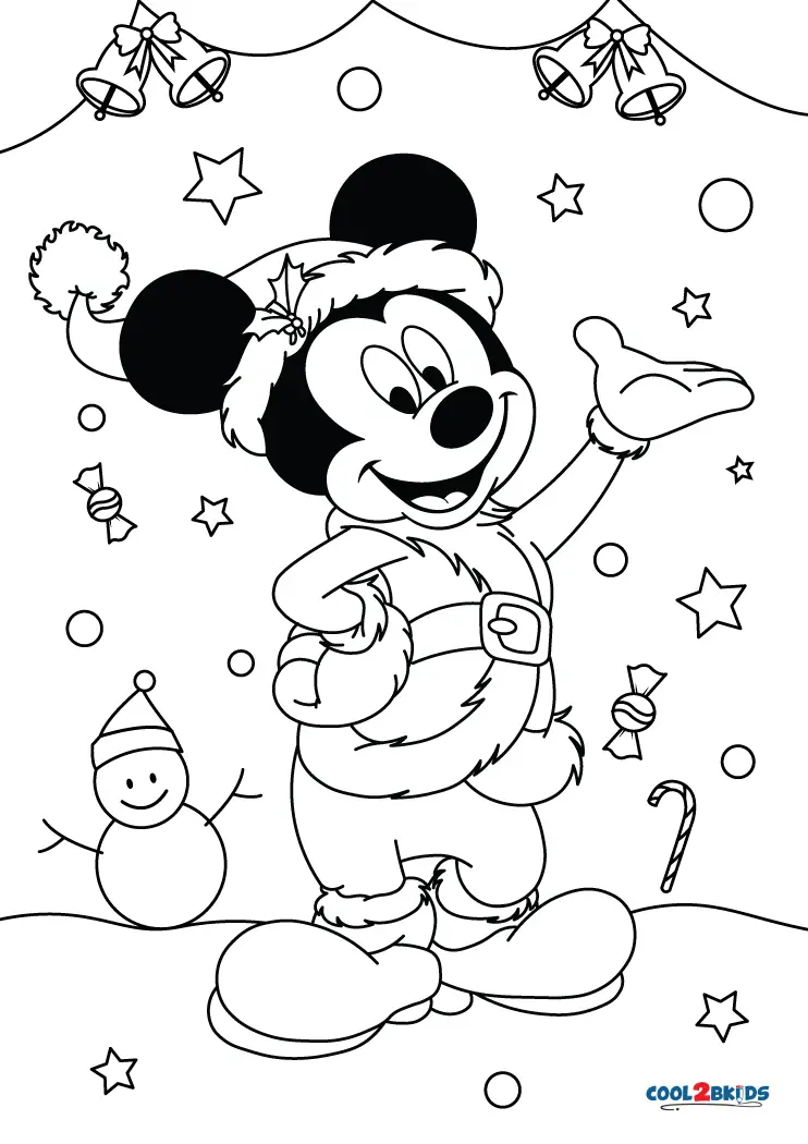 Free printable mickey mouse christmas coloring pages for kids