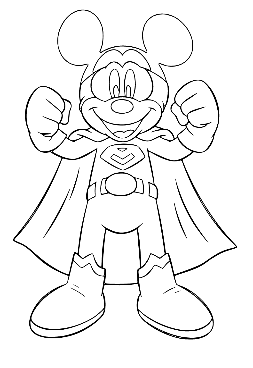 Free printable mickey mouse hero coloring page for adults and kids