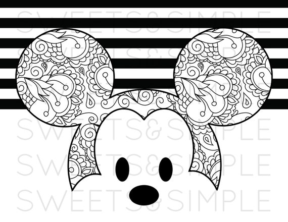 Mouse head coloring page adult coloring coloring sheet instant download printable