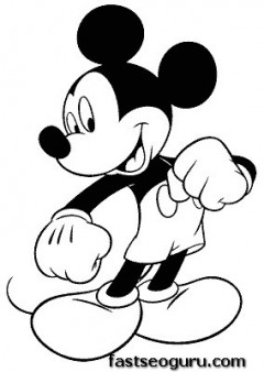 Coloring page print out mickey mouse happy face