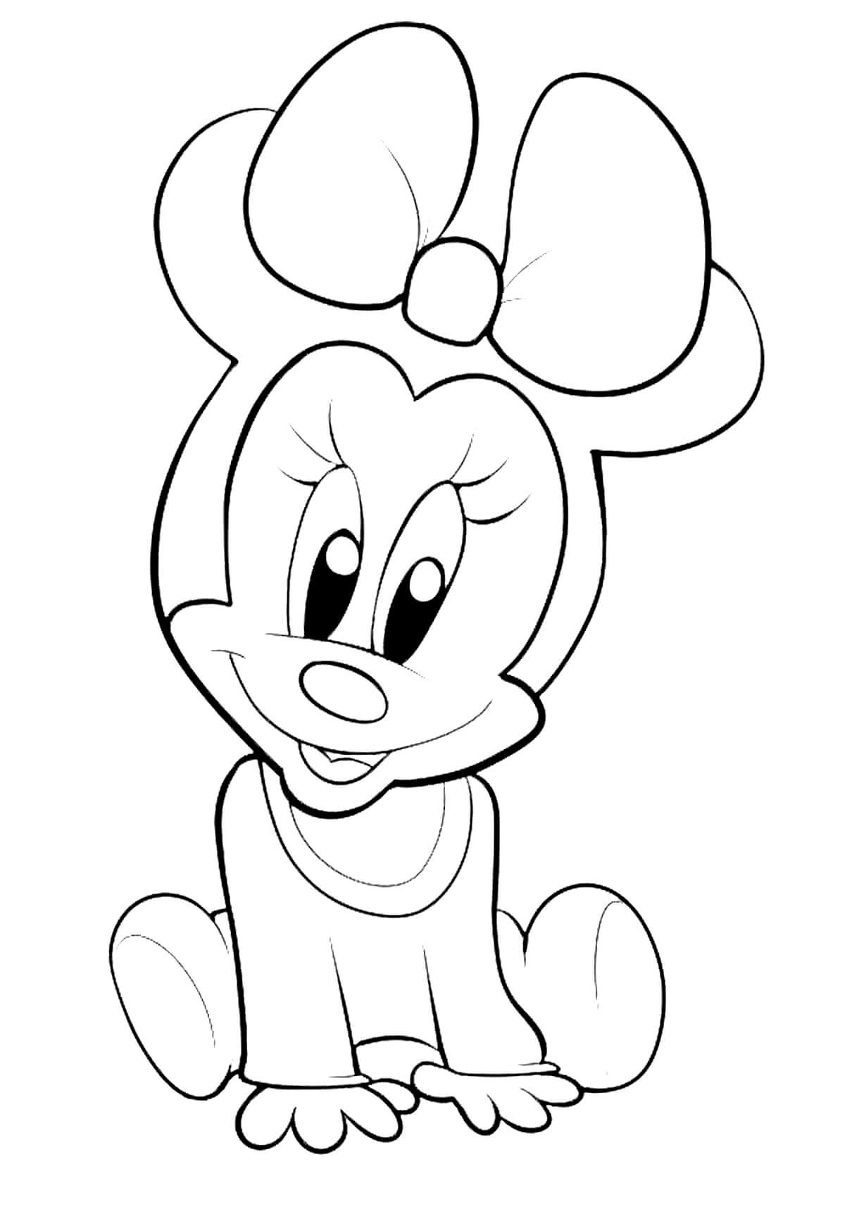 Baby minnie mouse sitting coloring page