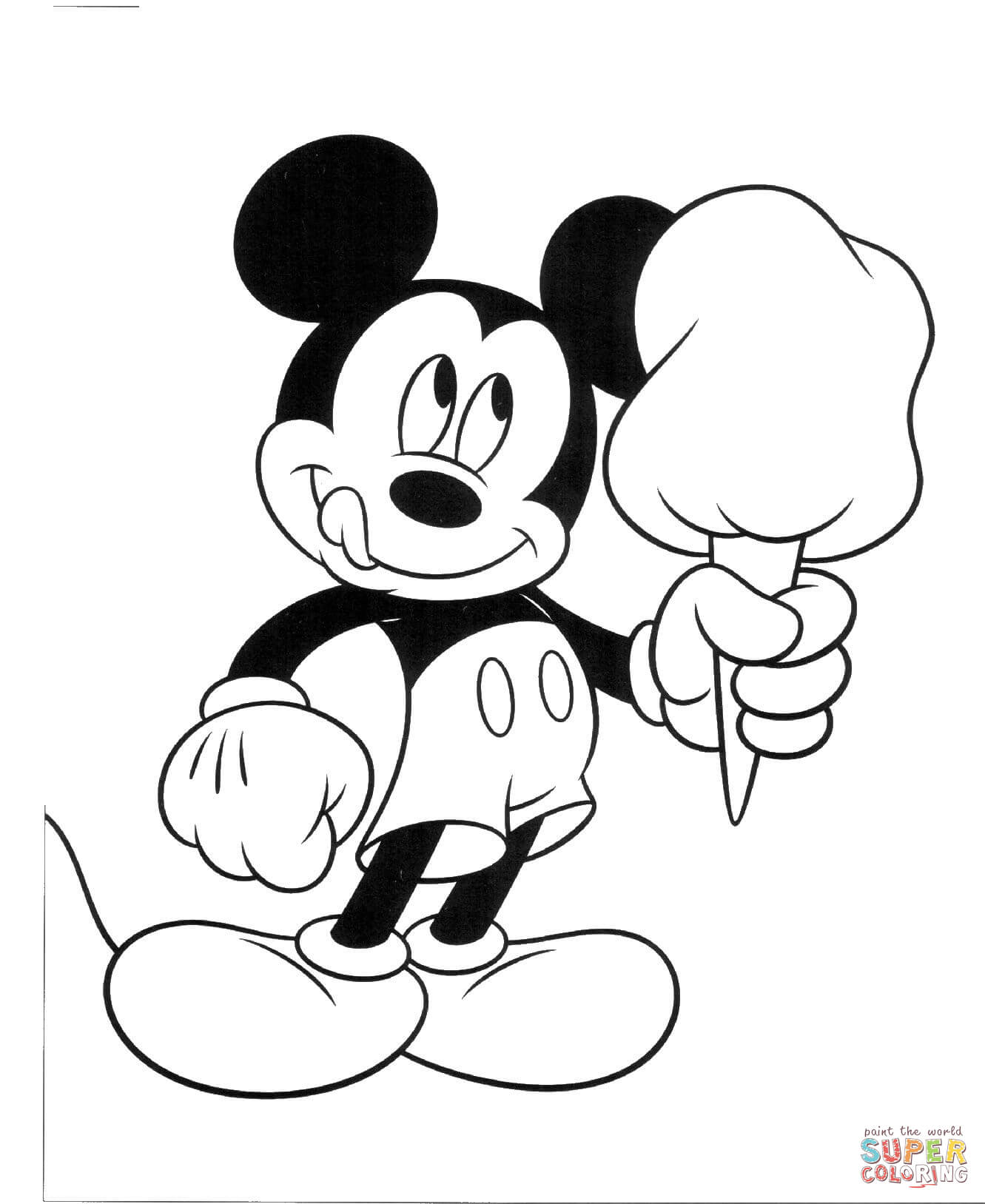 Mickey with huge ice cream coloring page free printable coloring pages